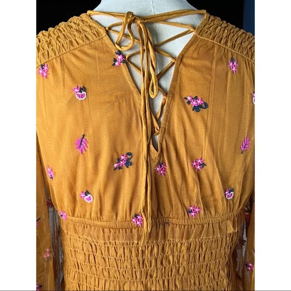 Anthropologie Smocked Tulle Blouse Top MP - Picture 15 of 16